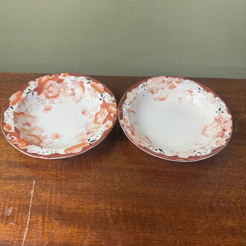 Set Of hand painted Japanese flower antique Bowls  5 1/2